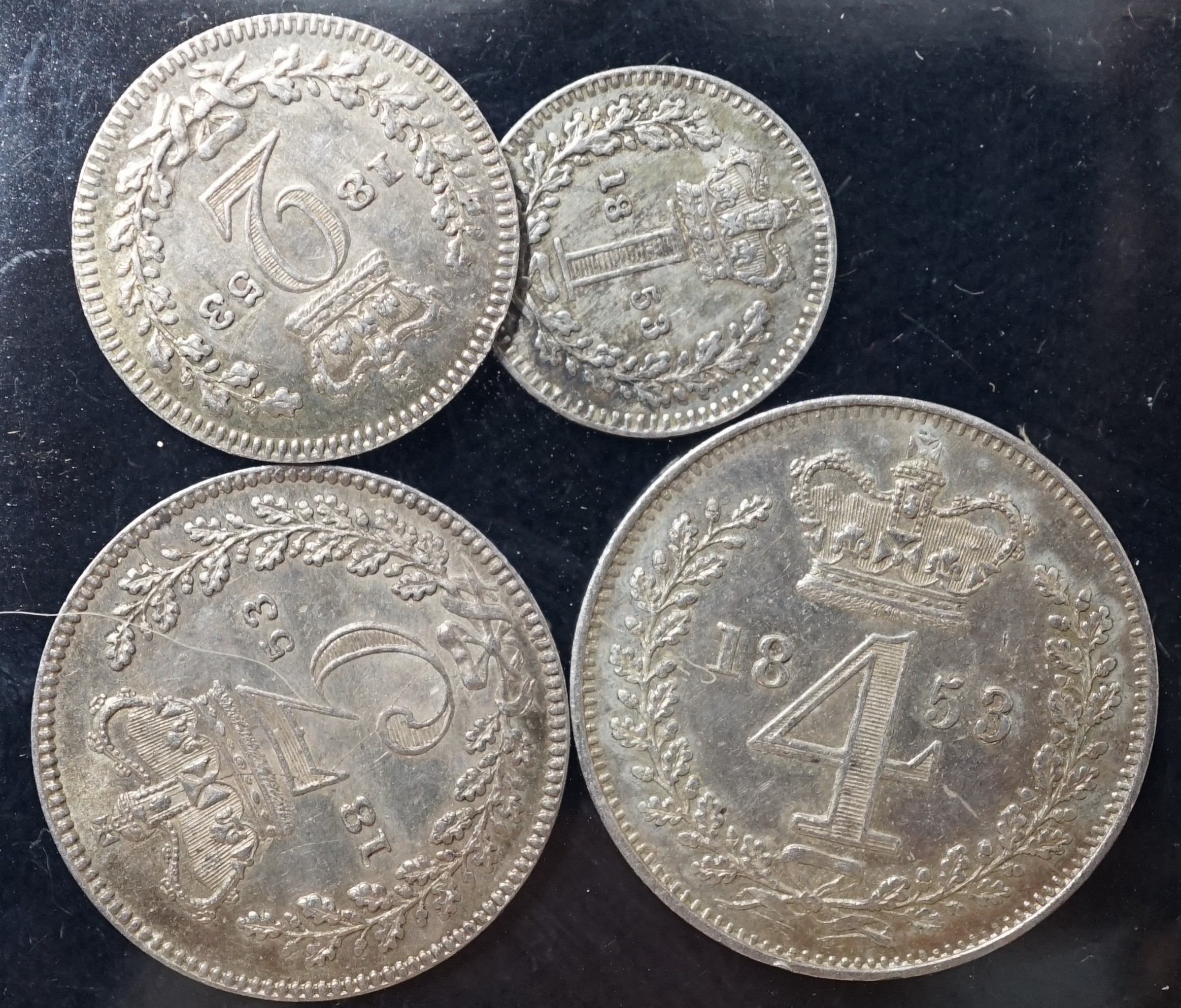 A scarce Victoria silver maundy money set, 1853, uncased